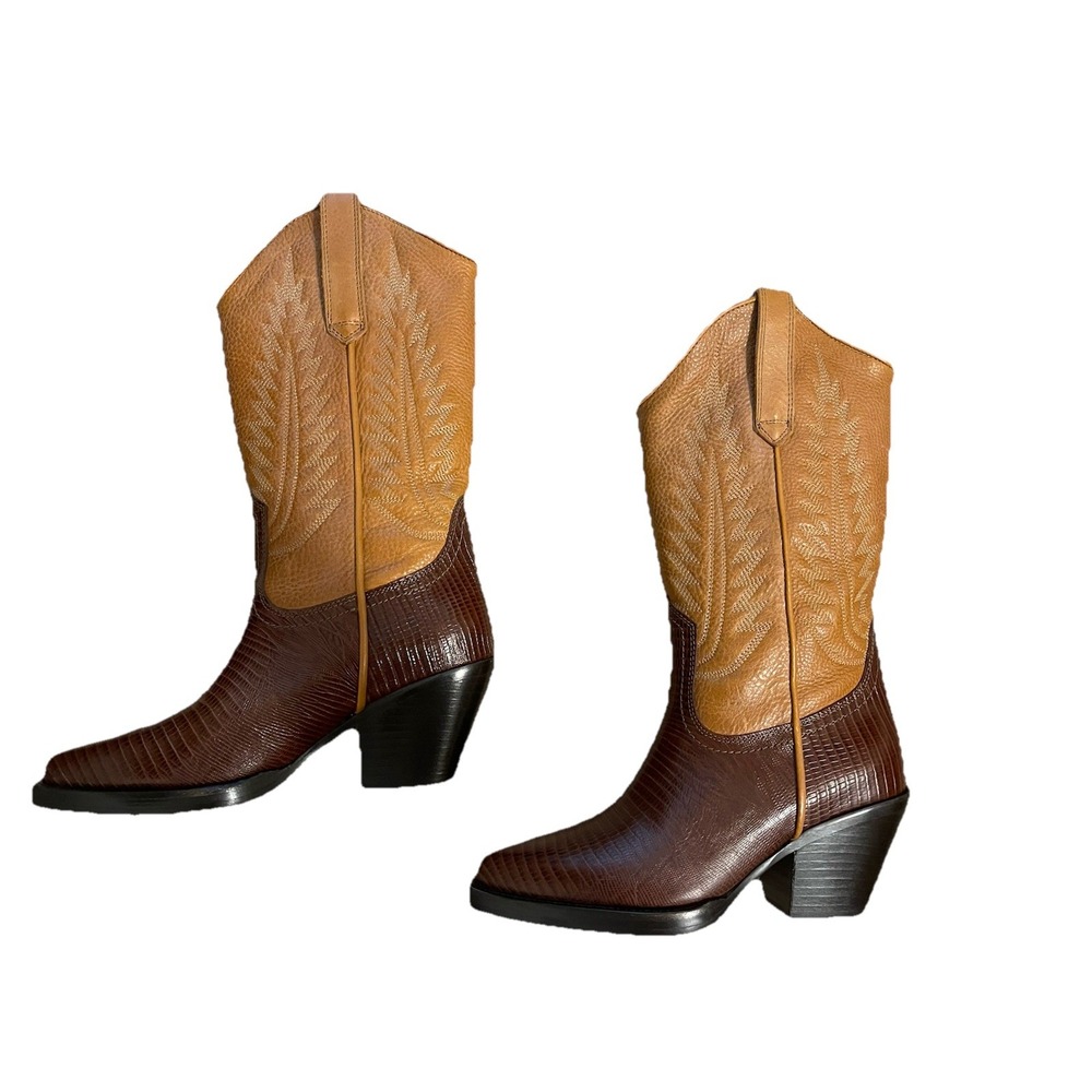 Steve Madden women's 38/7.5 Huntin Cognac/Brown Crocodile Western Boots
